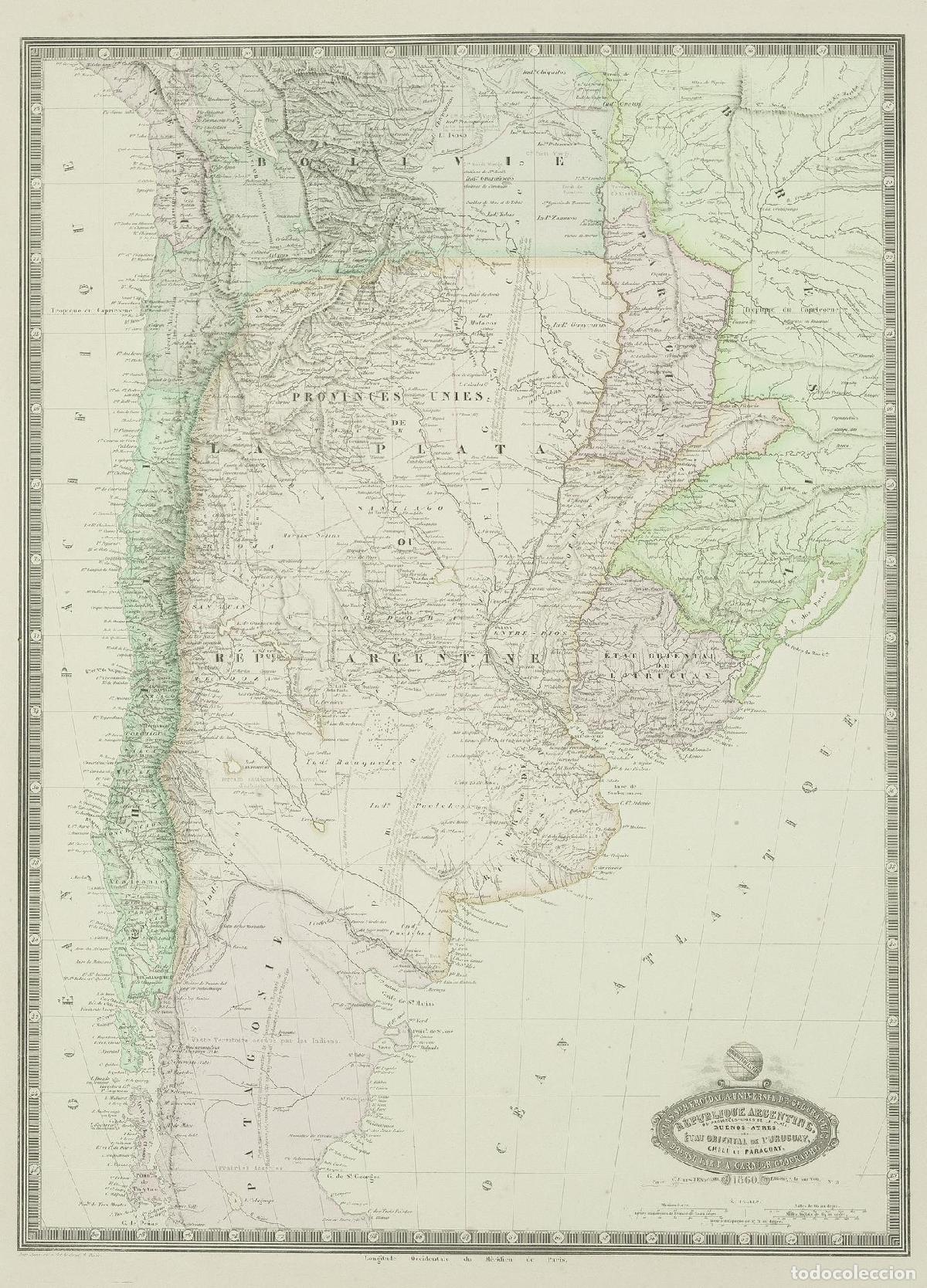 Arte: R&eacute;publique Argentine ou Provinces-Unies de la Plata, Buenos-Ayres, Etat oriental de l'Uruguay, Chili