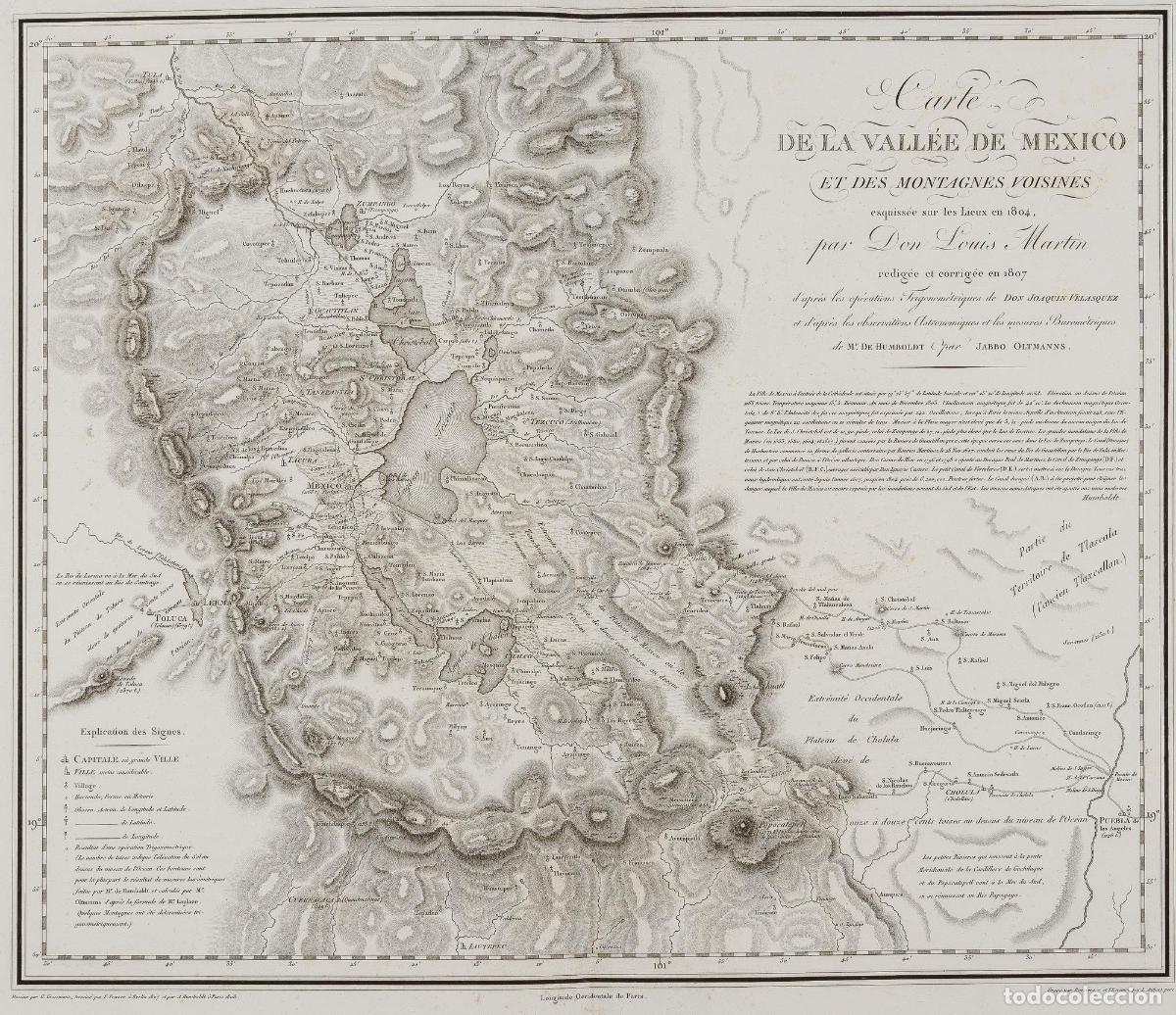 Kunst: Carte de la Vall&eacute;e de Mexico - Humboldt, Alejandro de