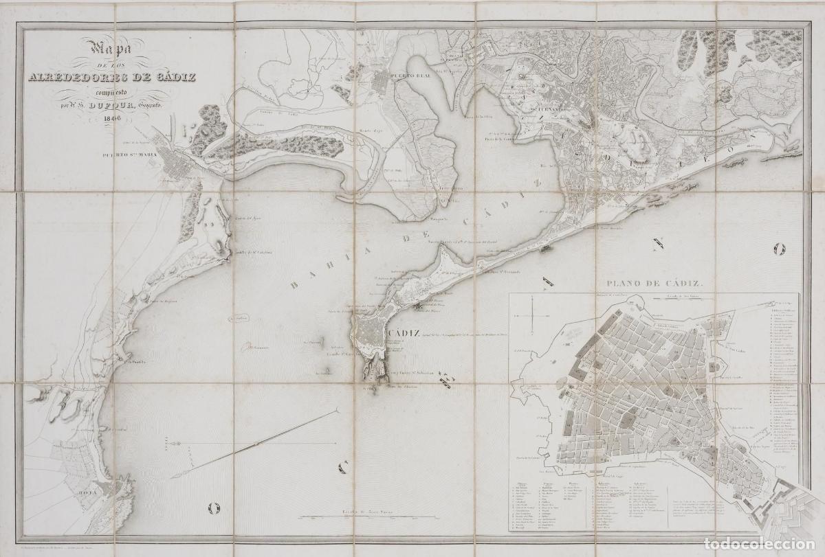 Art: Mapa de los alrededores de C&aacute;diz Compuesto por A.H. Dufour 1846 - Dufour, Auguste-Henri