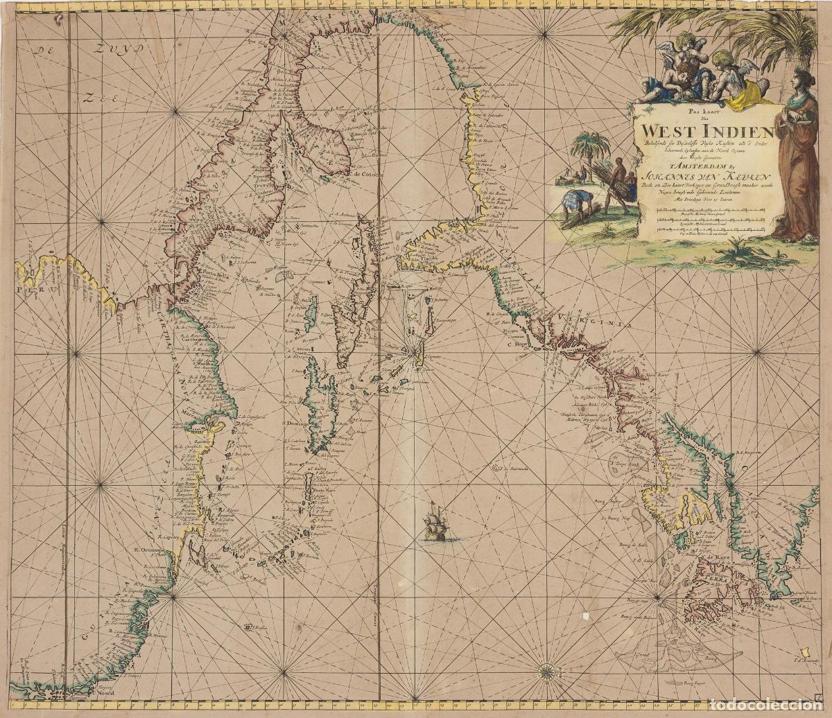 Art: Pas Kaart Van West Indien Behelsende soo Deszelffs Vaste Kusten als d'Onder behoorende Eylanden - Va