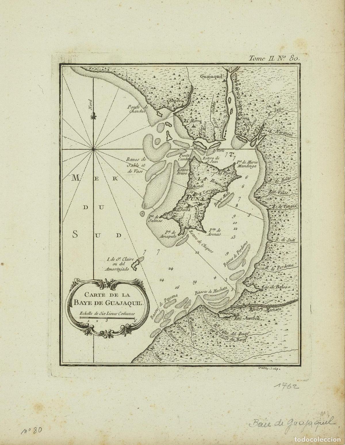 Arte: Carte de la Baye de Guajaquil - Bellin