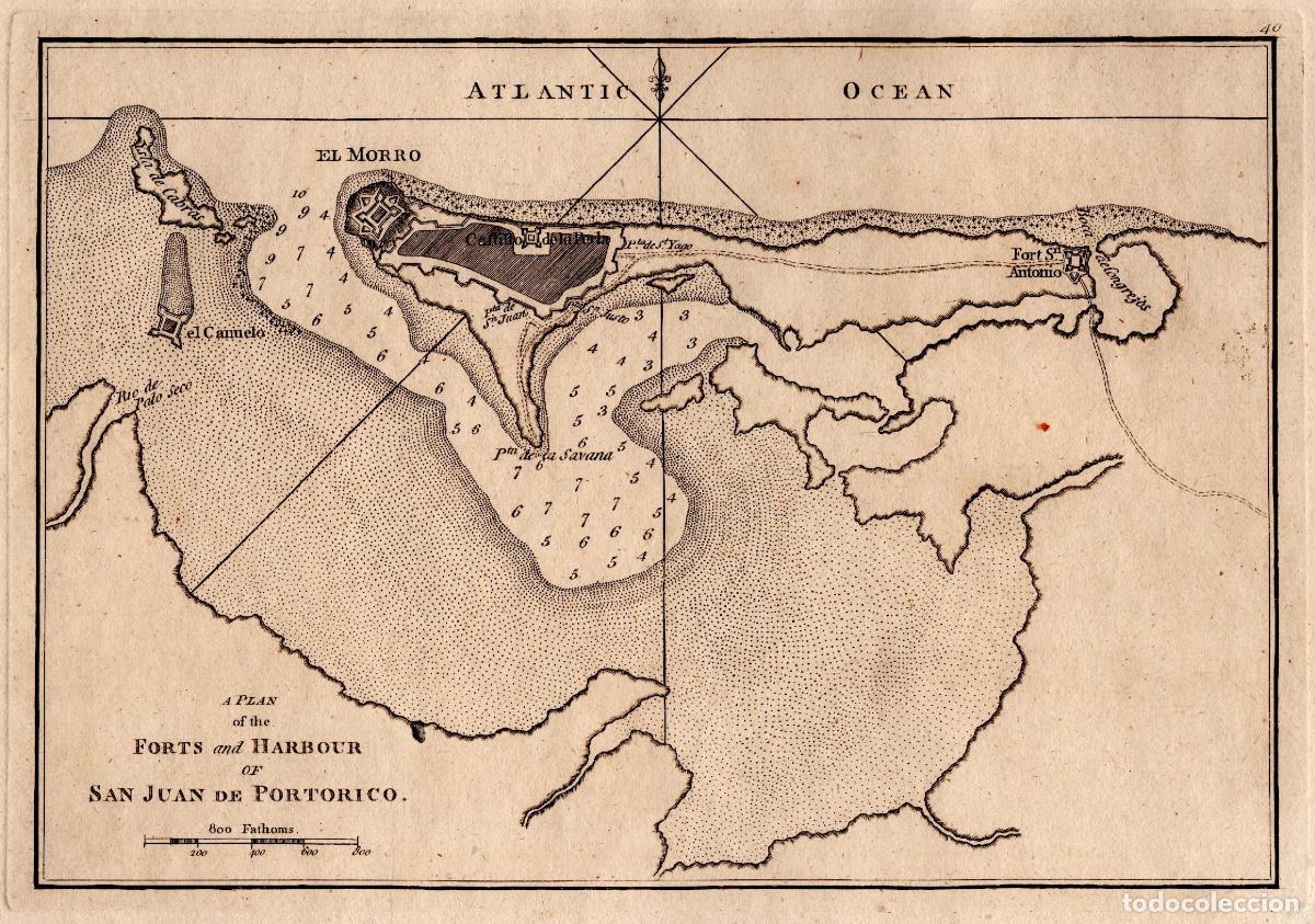 Art: A Plan of the Forts and Harbour of San Juan Portorico - Sayer & Bennett