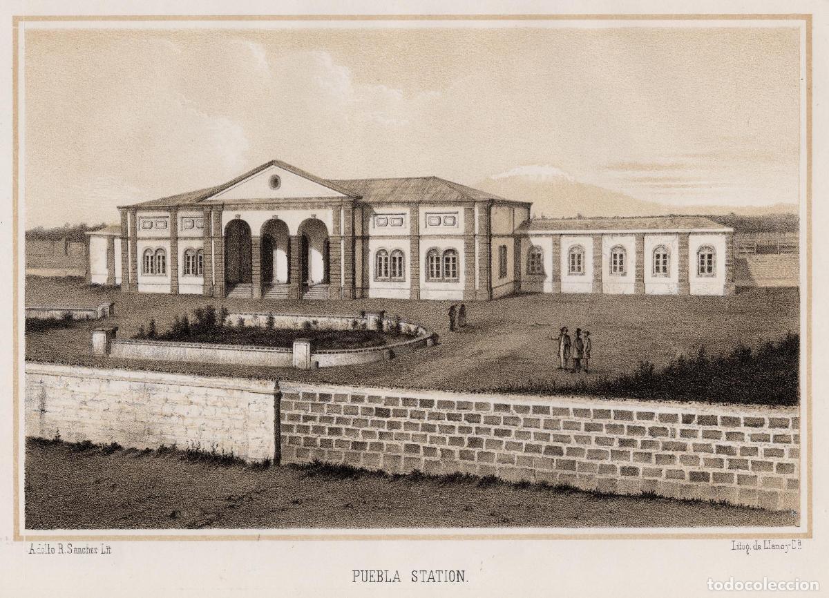 Art: Puebla Station [Ferrocarril de M&eacute;xico] - Sanchez, Adolfo R.