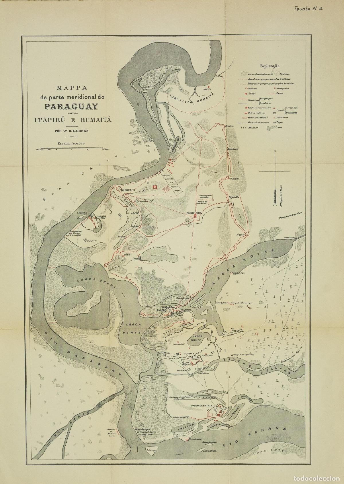 Art: Mappa da parte meridional do Paraguay entre Itapir&uacute; e Humait&aacute; - Green, W. H. I.,;Scheider, Louis