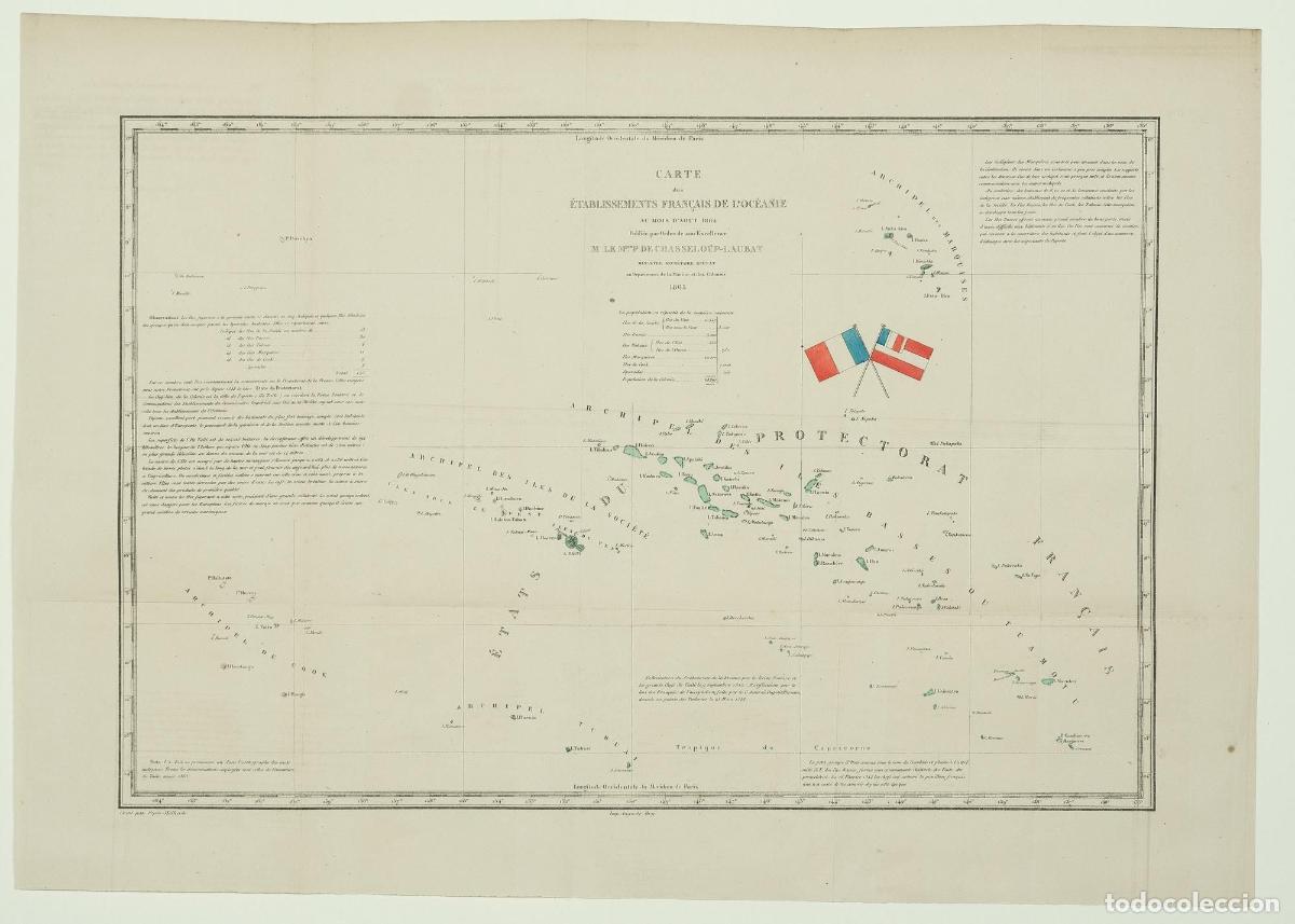 Art: Carte des &eacute;tablissements fran&ccedil;ais de l'Oc&eacute;anie - Minist&egrave;re de la Marine et des Colonies