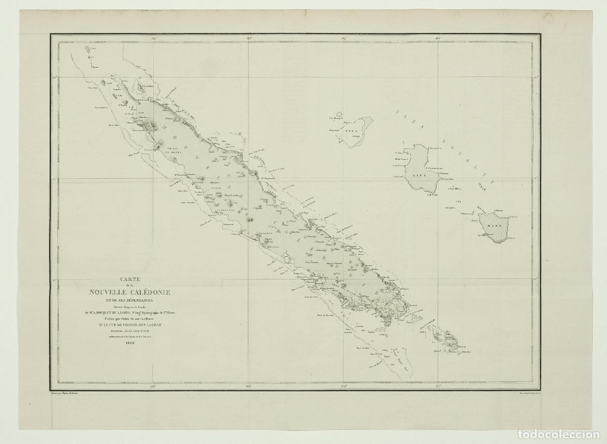 Art: Carte de la Nouvelle Cal&eacute;donie et de ses d&eacute;pendances - Bouquet de la Grye, Anatole