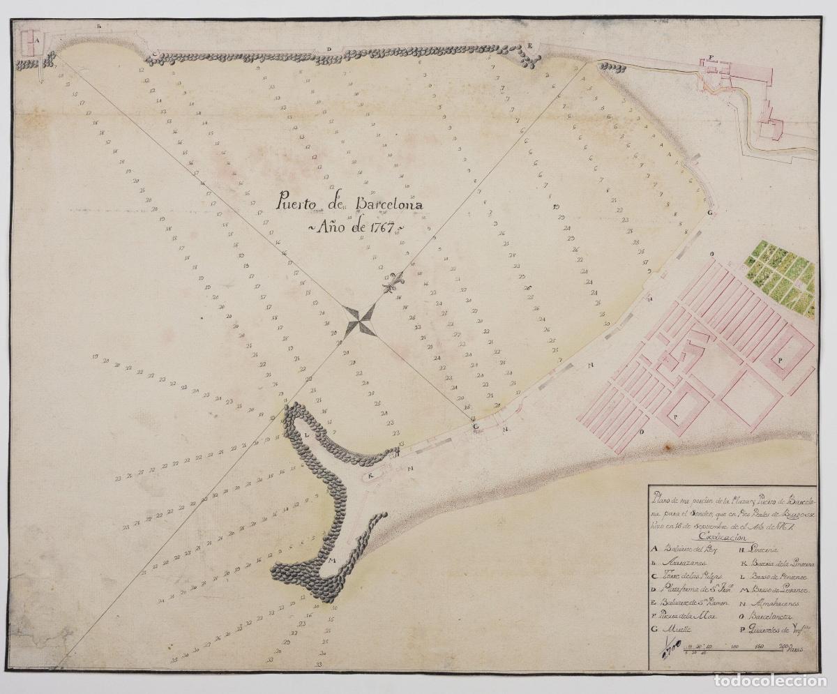 Art: Puerto de Barcelona - A&ntilde;o de 1767 - Anonimo