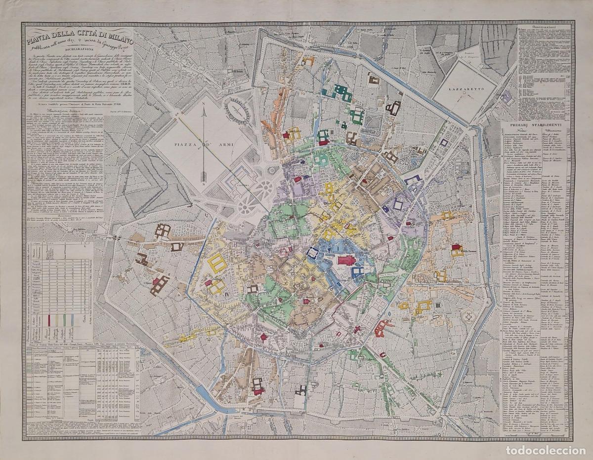 Arte: Pianta della citt&aacute; di Milano - Pezze, Guiseppe