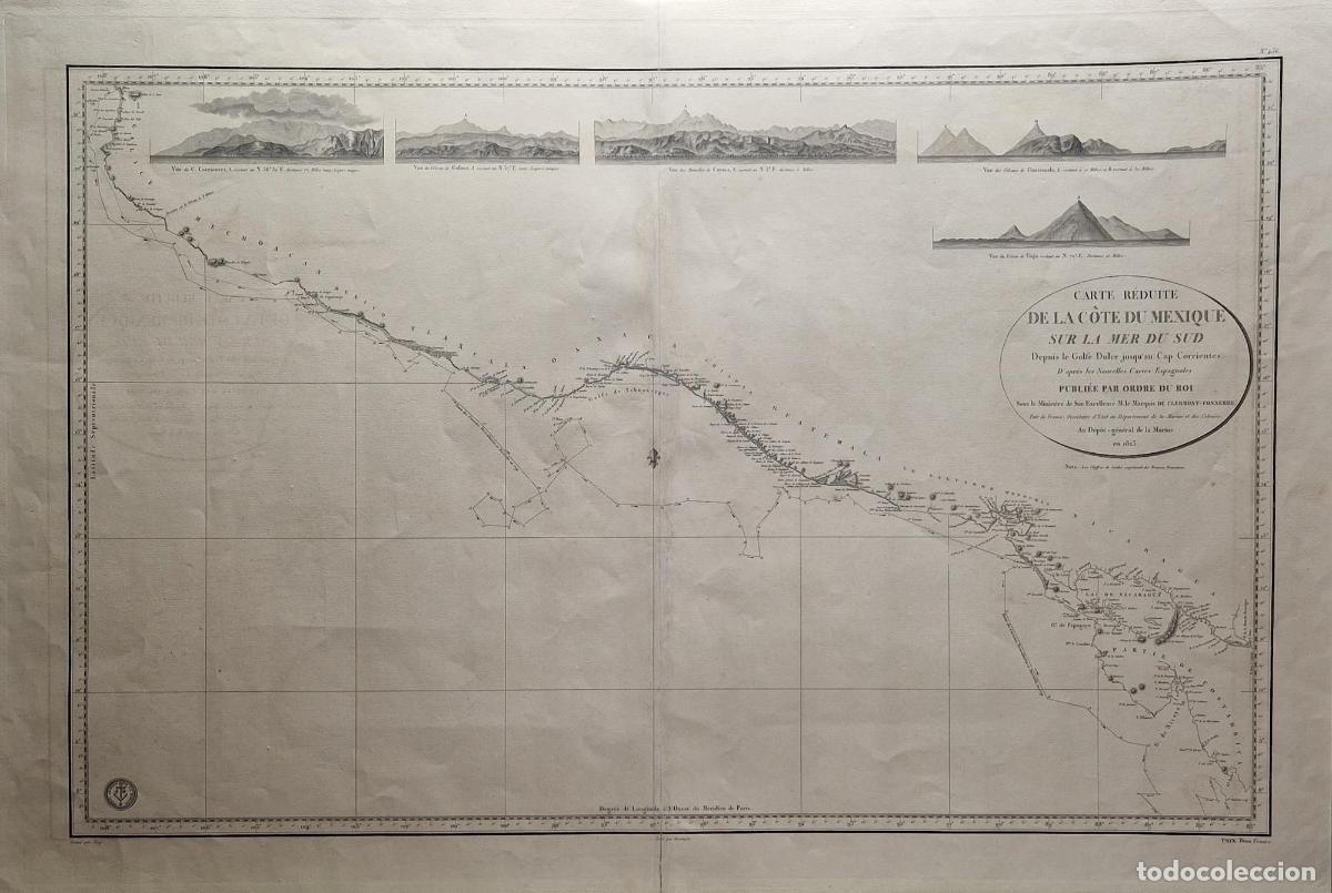 Arte: Carte r&eacute;duite de la c&ocirc;te du Mexique sur la Mer du Sud depuis le Golfe Dulce jusqu'au Cap Corrientes