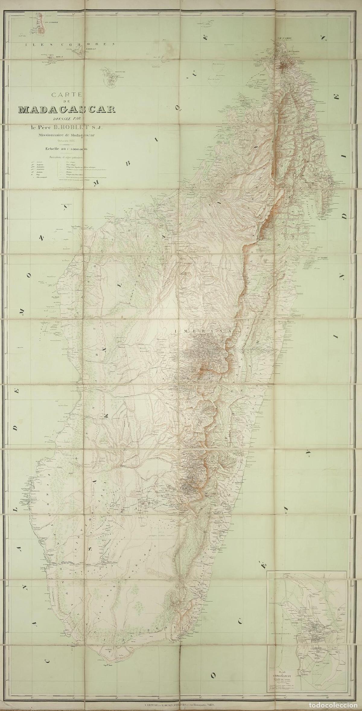 Arte: Carte de Madagascar dress&eacute;e par le P&egrave;re D. Roblet S. JK. - Roblet, D&eacute;sir&eacute;