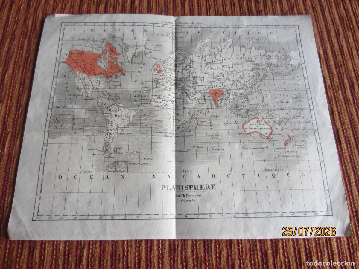 Arte: 1842- MAPA DEL MUNDO. FIRMIN DIDOT. PARIS. ORIGINAL PUBLICADO POR UNIVERS PITTORESQUE