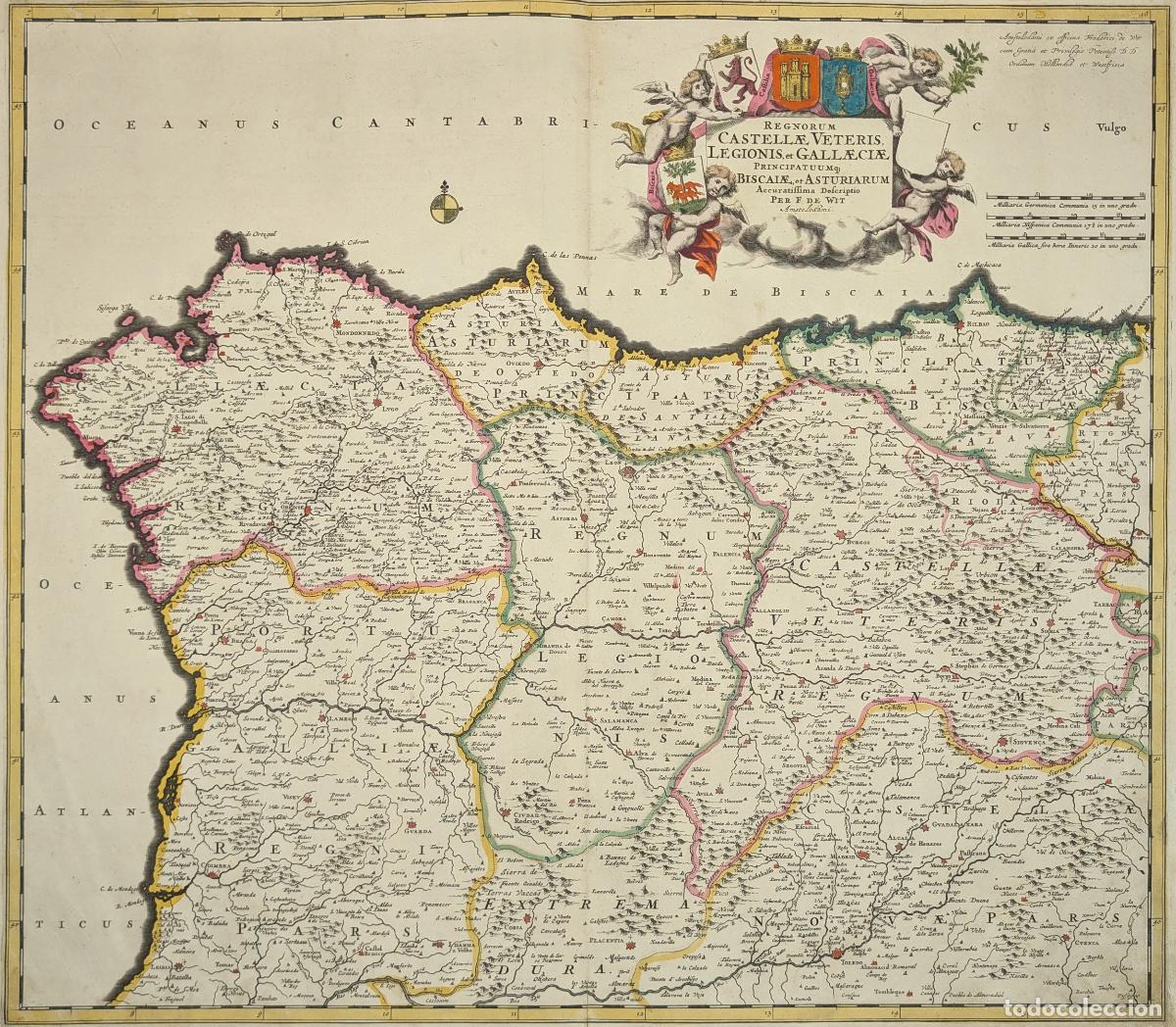 Arte: Regnorum Castellae Veteris, Legionis, et Gallaeciae principatum; Biscaiae, et Asturiarum - De Wit