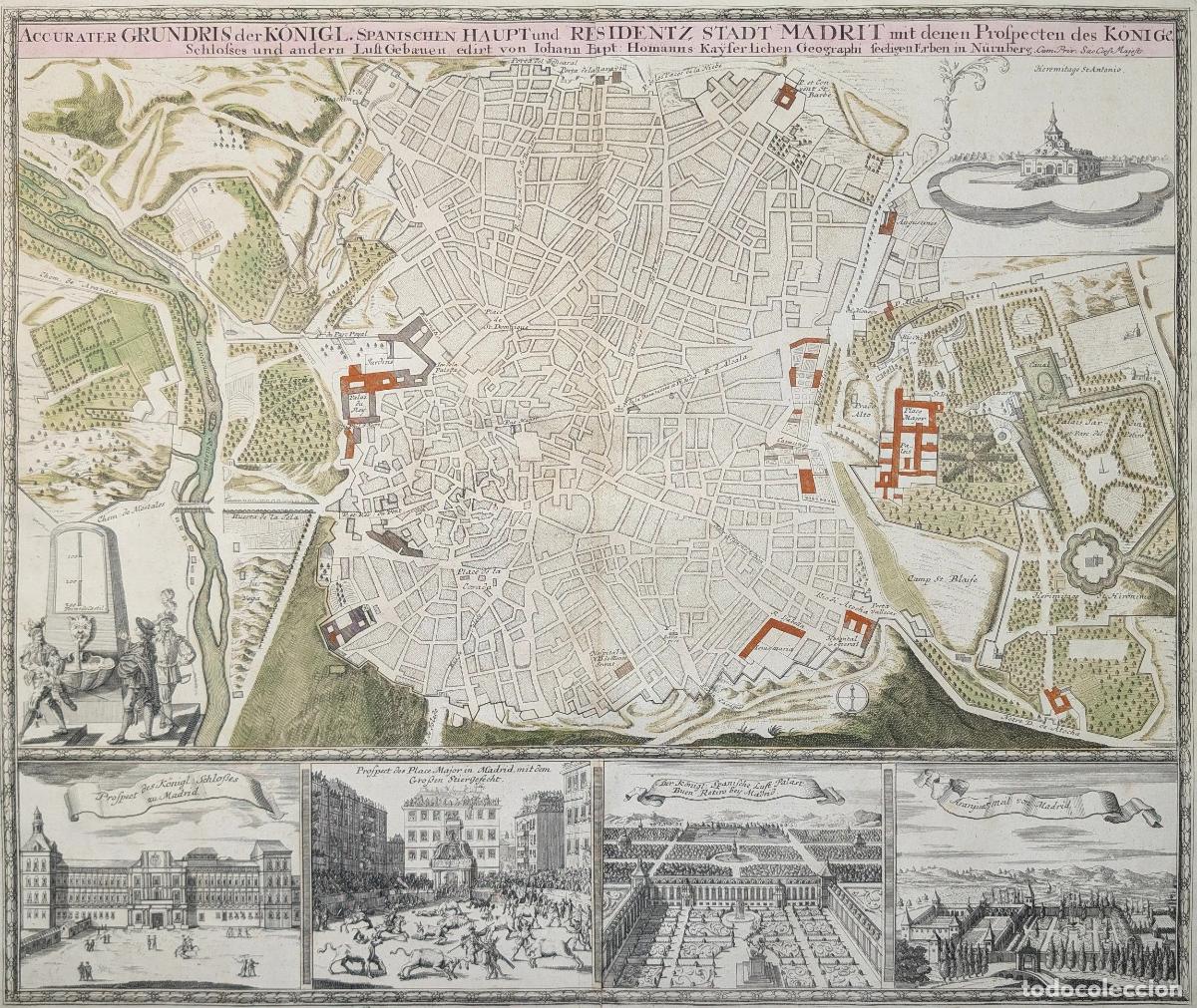 Arte: Accurater Prospect und Grundris der Konigl: Gros-Britannisch&hellip; Madrid - Homann, J. B.