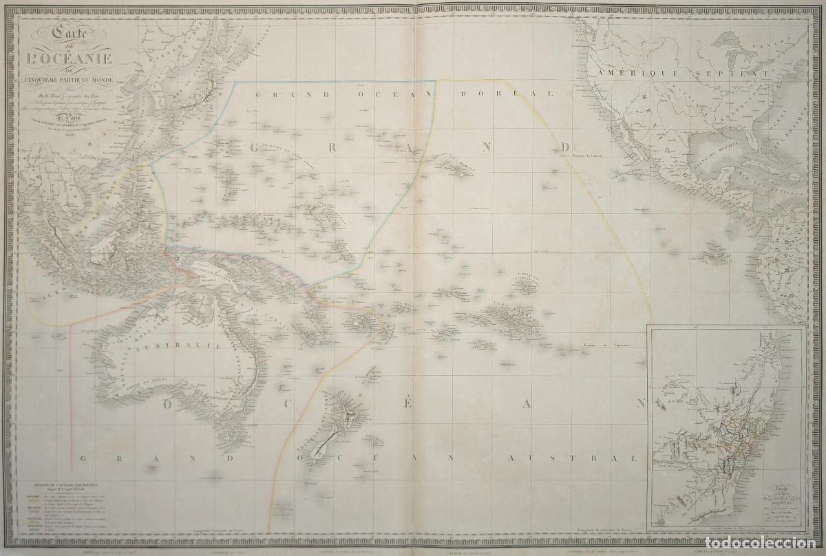 Arte: Mapa de Ocean&iacute;a y el oc&eacute;ano Pac&iacute;fico: Carte de l'Oc&eacute;anie ou cinquieme partie du monde - Bru&eacute;, A. H.;