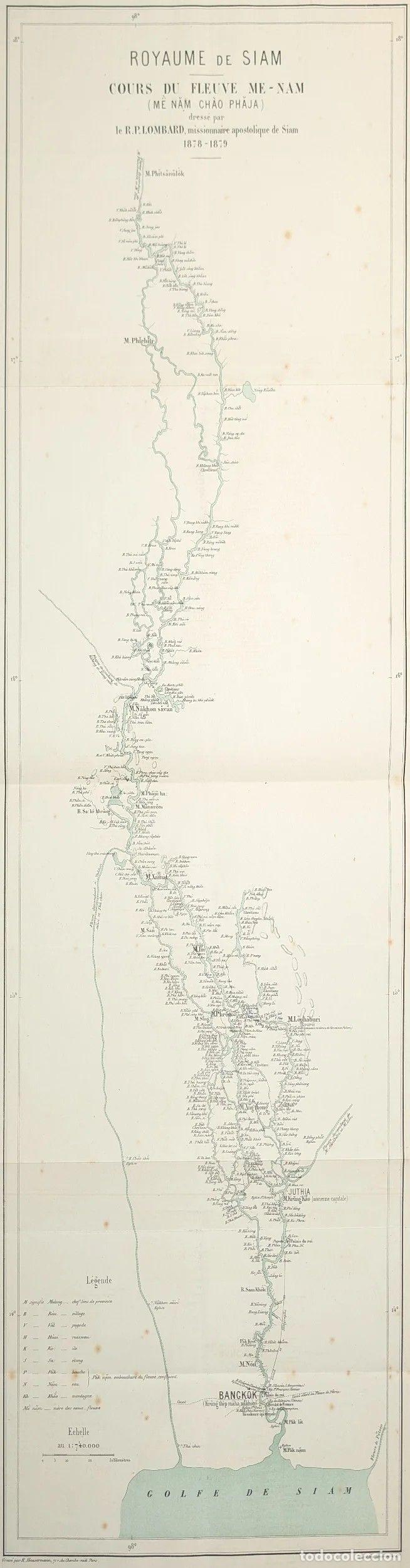 Arte: Mapa del Reino de Siam y del r&iacute;o Me-Nam: Royaume de Siam / Cours du Fleuve Me-Nam (M&euml; Nam Ch&agrave;o Phaja