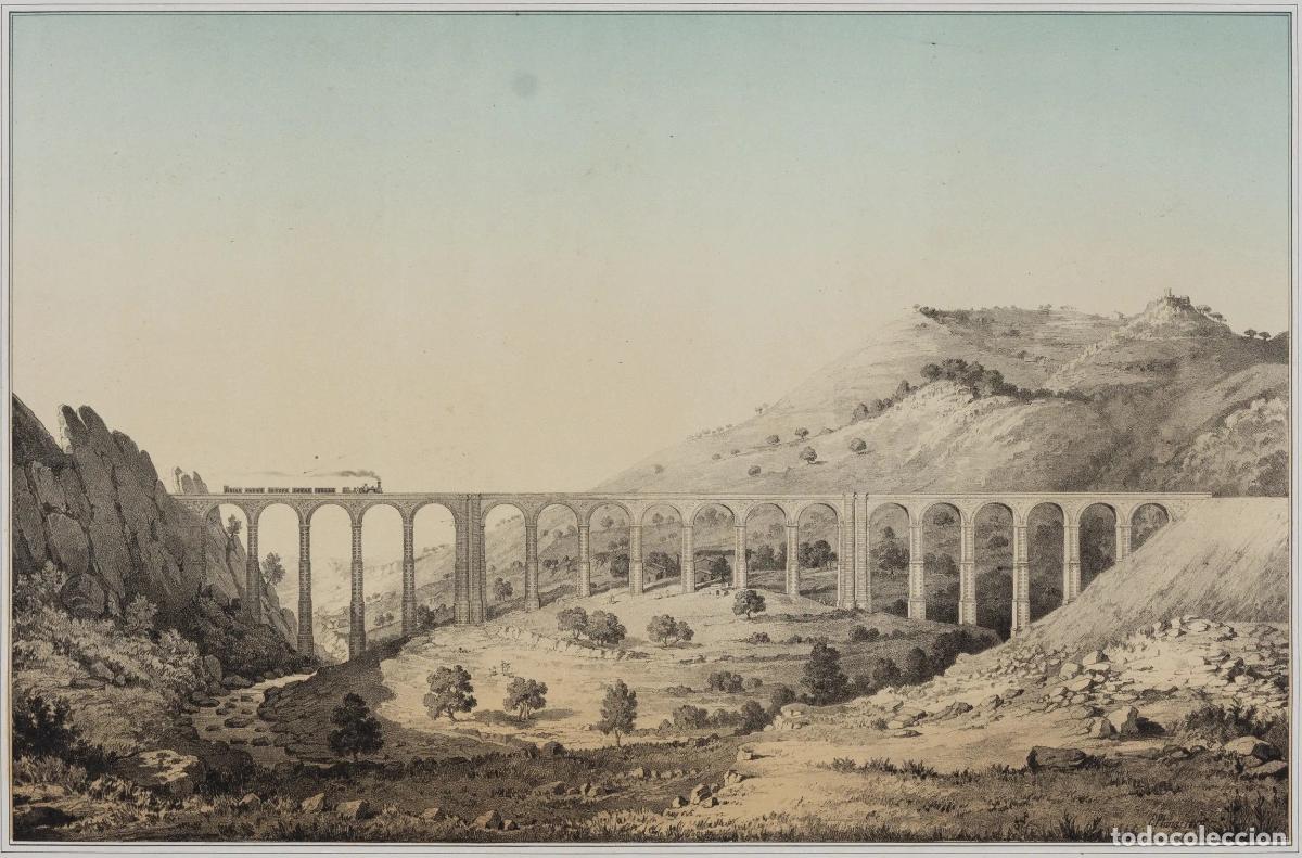 Arte: Vista del Viaducto del Buxadell, Montblanc, Tarragona: Ferro Carril de Barcelona &aacute; Zaragoza - Gran V