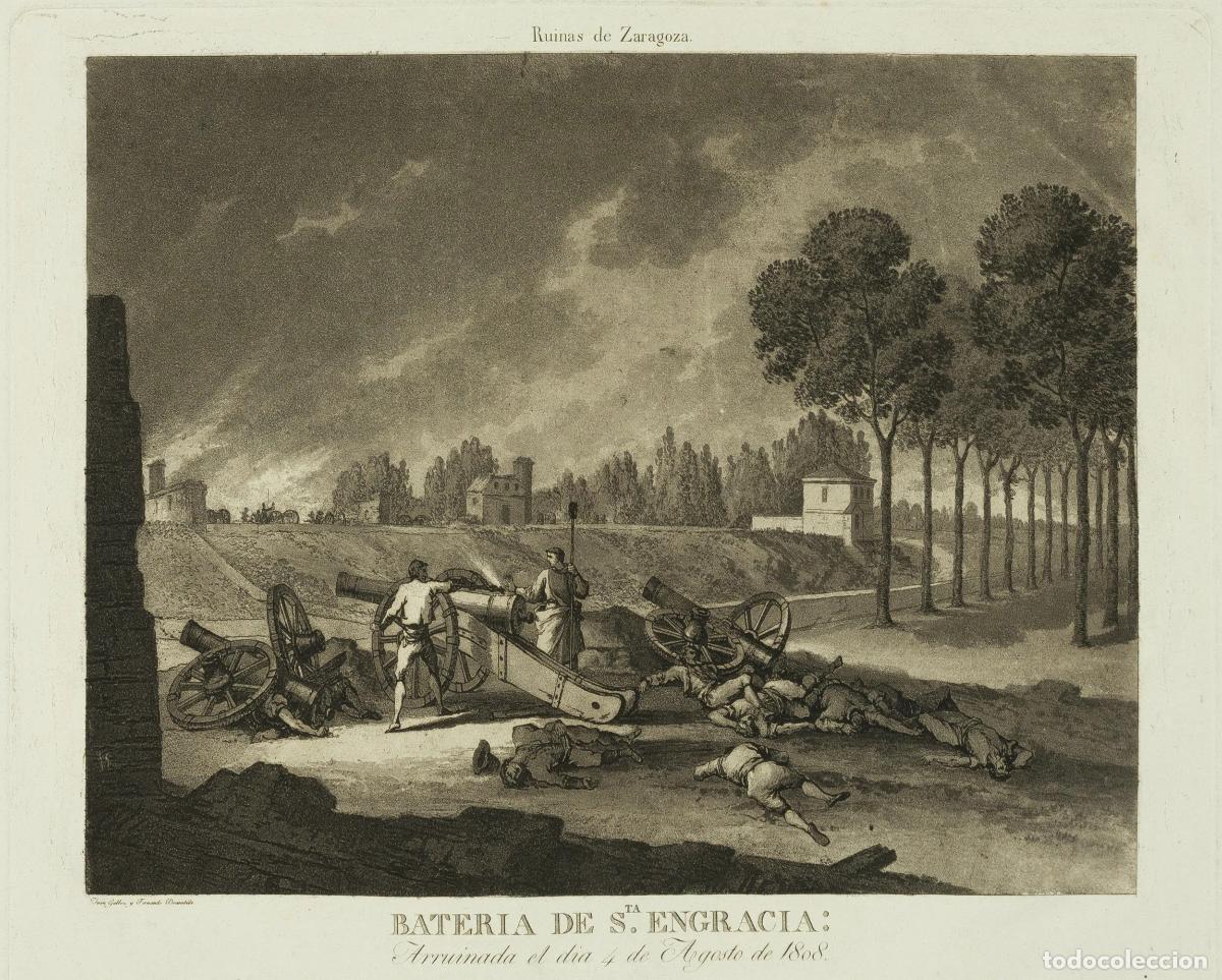 Arte: Vista de Zaragoza, Bater&iacute;a de Santa Engracia: Bateria de Sta. Engracia - Brambila, Fernando / Galvez