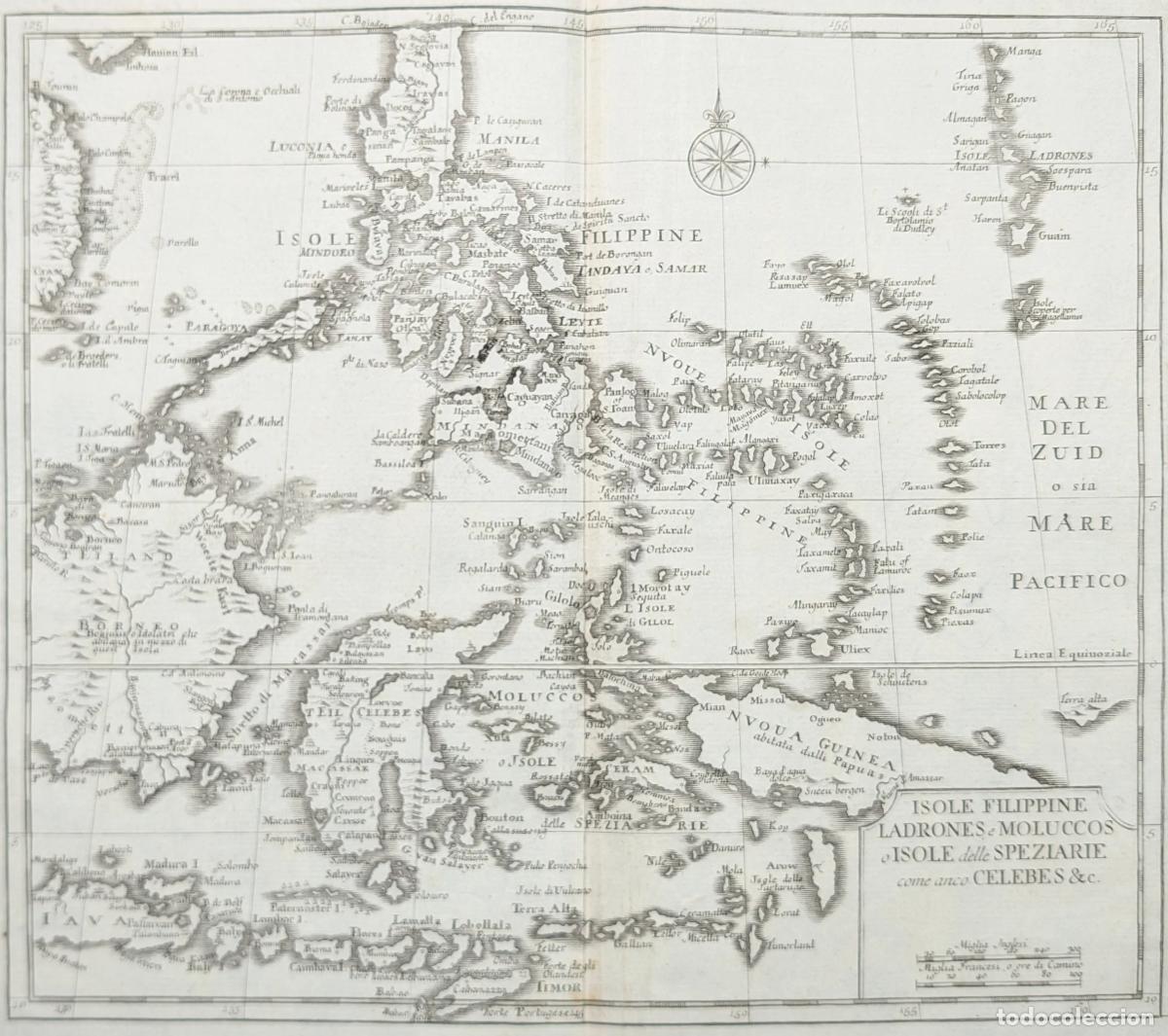 Arte: Isole Filippine Ladrones e Moluccos o Isole delle Speziarie come anco Celebes &c. - Tirion, Isaak