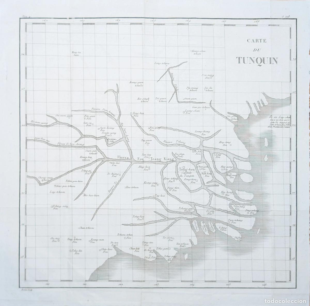 Arte: Mapa de Tonk&iacute;n, Vietnam: Carte du Tunquin - IHS