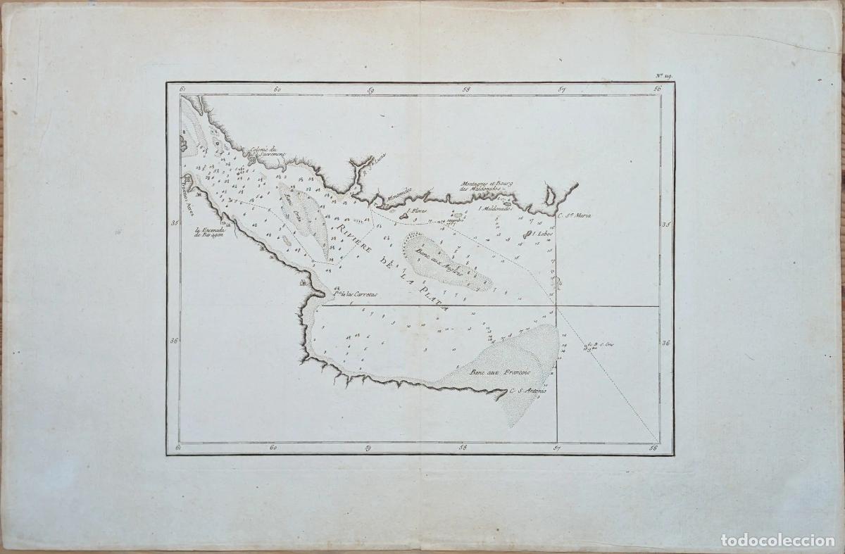 Arte: Mapa del R&iacute;o de la Plata: Riviere de la Plata - Philippe de Pr&eacute;tot, &Eacute;tienne-Andr&eacute;