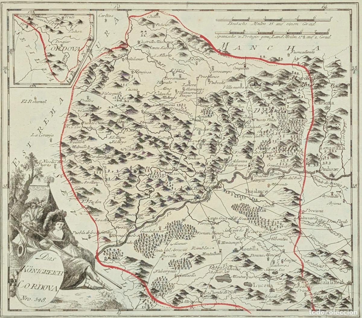 Arte: Mapa del Reino de C&oacute;rdoba, Andaluc&iacute;a: Das K&ouml;nigreich Cordova Nro 548 - Reilly, Franz Johann Joseph v