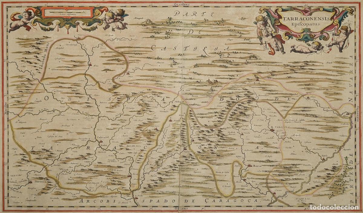 Arte: Mapa del obispado de Tarazona, Arag&oacute;n: Tarraconensis Episcopatus - Blaeu, Joan