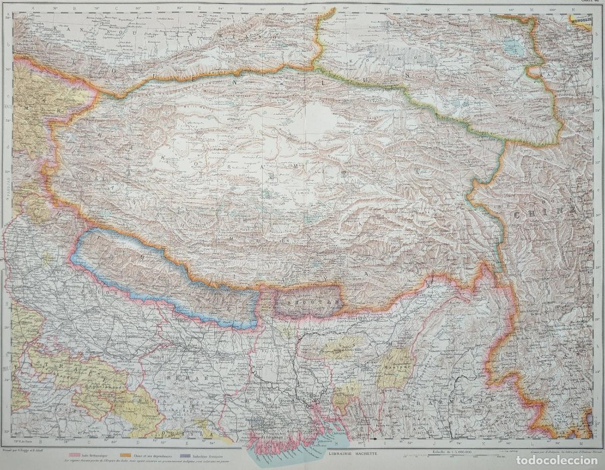 Arte: Mapa del noreste de India y T&iacute;bet: Inde N.E., Tibet - A&iuml;toff, D.; Bagge, G.
