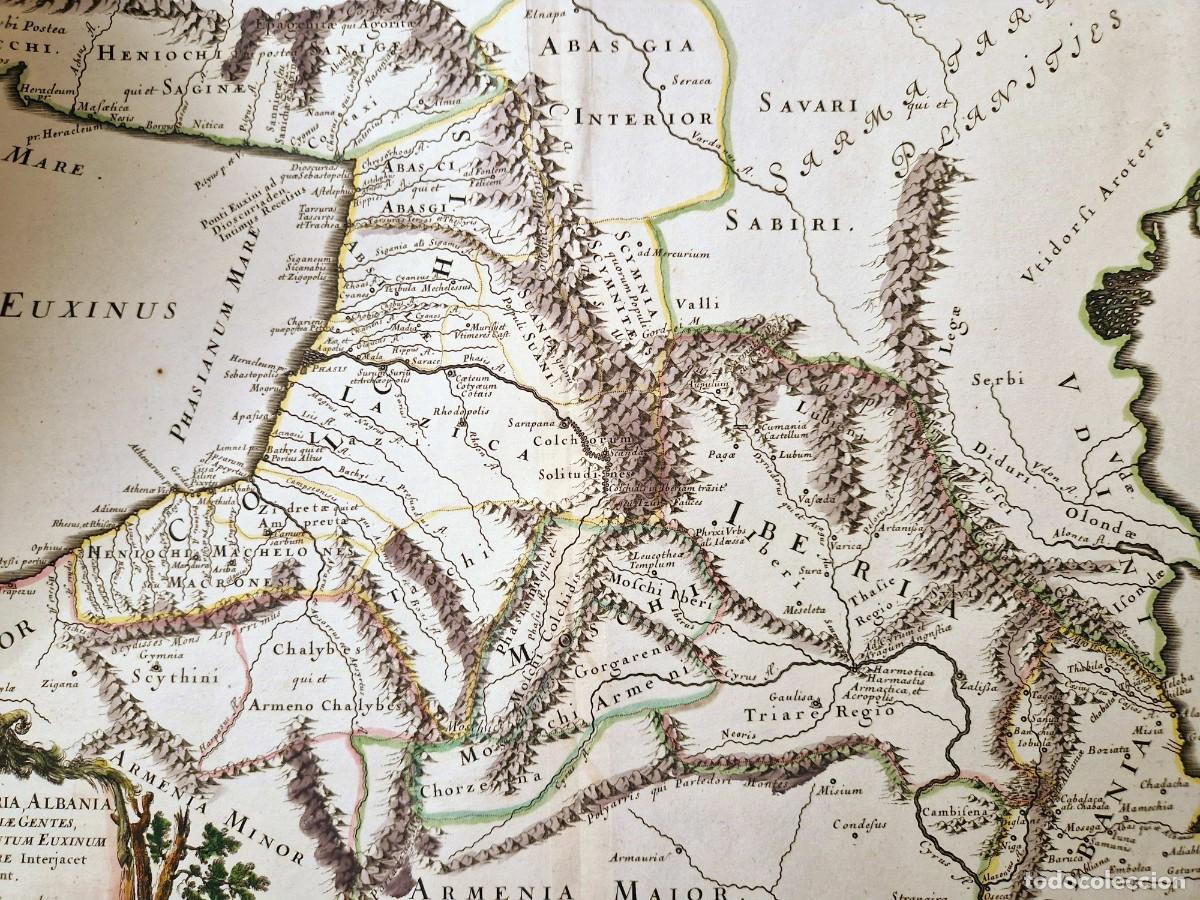 Arte: Guillaume Sanson - Mapa del C&aacute;ucaso Colchis Iberia Albania - 1667 - Cartucho Vellocino de Oro