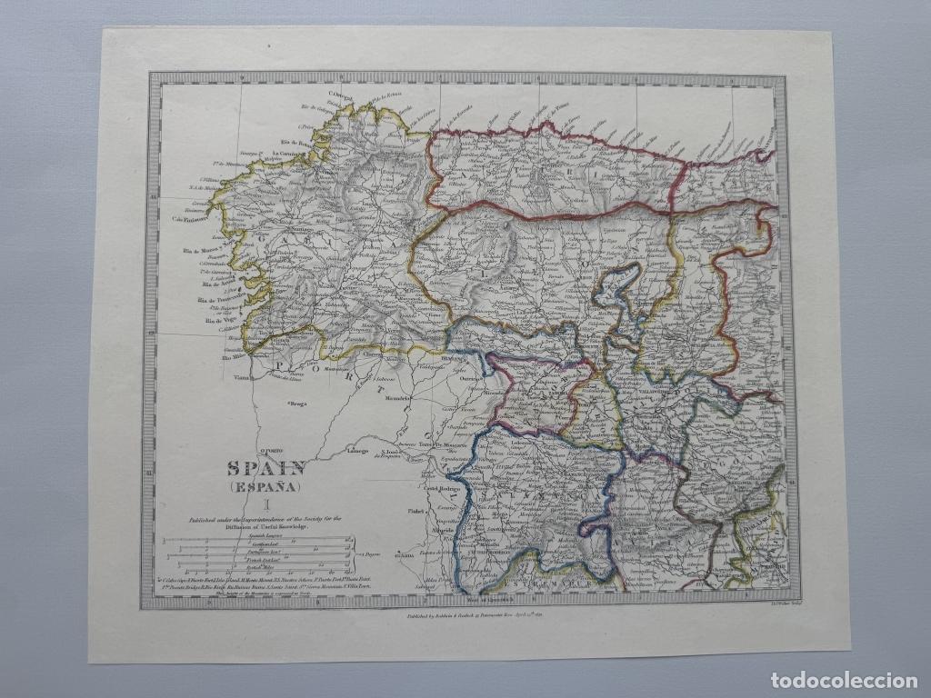 Arte: Mapa a color de Galicia, Asturias, Cantabria, ... (Espa&ntilde;a), 1831. Baldwin / Cradock /Walter