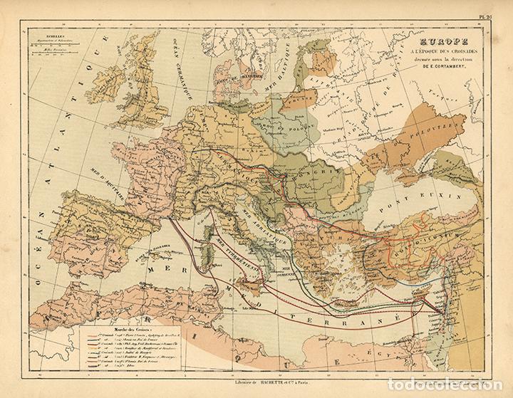 Arte: MAPA DE LAS CRUZADAS, DE 1872, LITOGRAF&Iacute;A DE EUG&Egrave;NE CORTAMBERT. CARTOGRAF&Iacute;A, CARTA GEOGR&Aacute;FICA