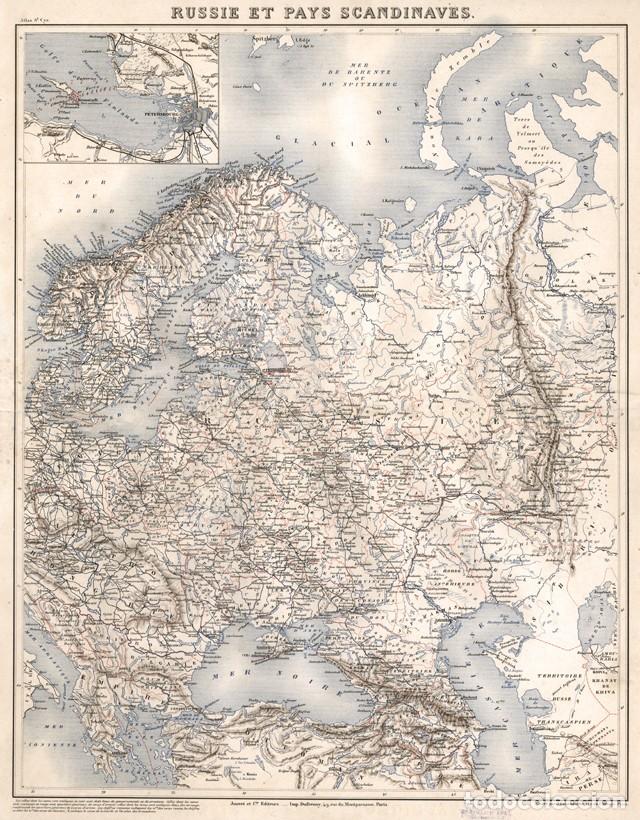 Arte: MAPA MILITAR DE RUSIA Y ESCANDINAVIA, DE 1887, ATLAS SAINT-CYR, LITOGRAF&Iacute;A. CARTOGRAF&Iacute;A, GEOGRAF&Iacute;A
