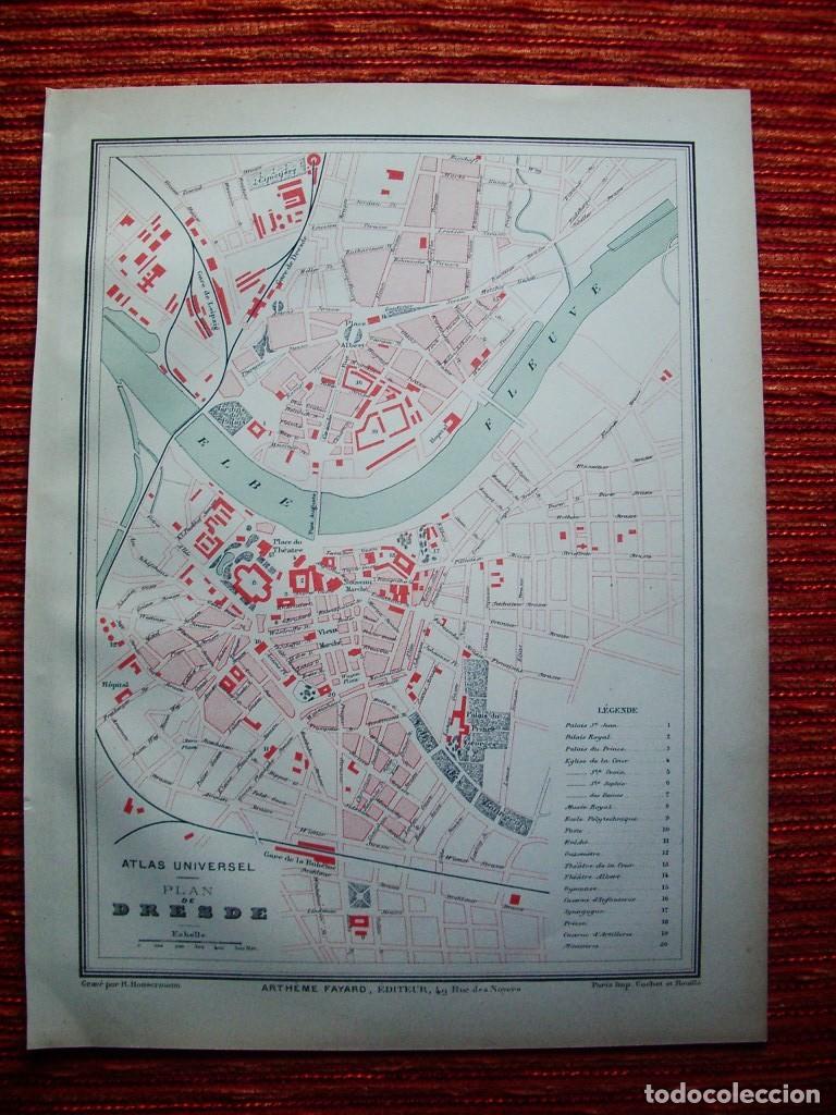 Arte: 1878- 3 PLANOS MAPAS. FRANCFURT DRESDE LEIPZIG. ALEMANIA. ORIGINALES