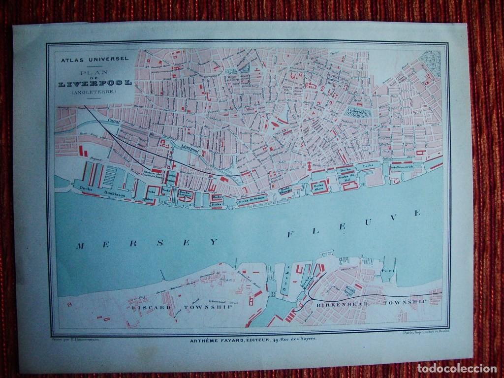 Arte: 1878- 2 PLANOS MAPAS. LIVERPOOL MANCHESTER. INGLATERRA. ORIGINALES
