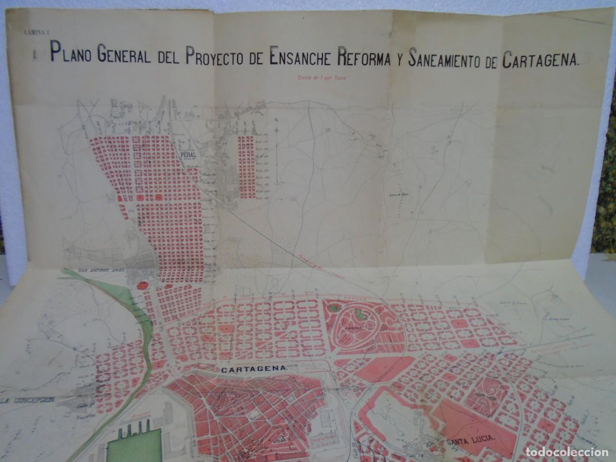 Arte: PROYECTO DE ENSANCHE REFORMA Y SANEAMIENTO DE CARTAGENA(5 PLANOS)1897.RARISIMO.LEER.
