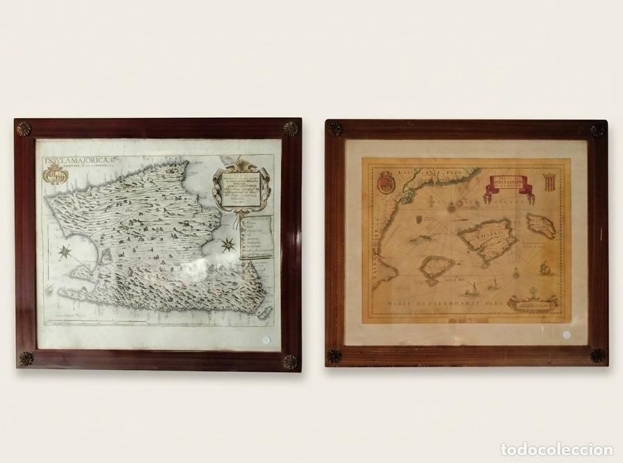 Arte: PAREJA DE ANTIGUOS MAPAS DE LAS ISLAS BALEARES. VVAA. GRABADO SOBRE PAPEL. EUROPA. SIGLO XVII.
