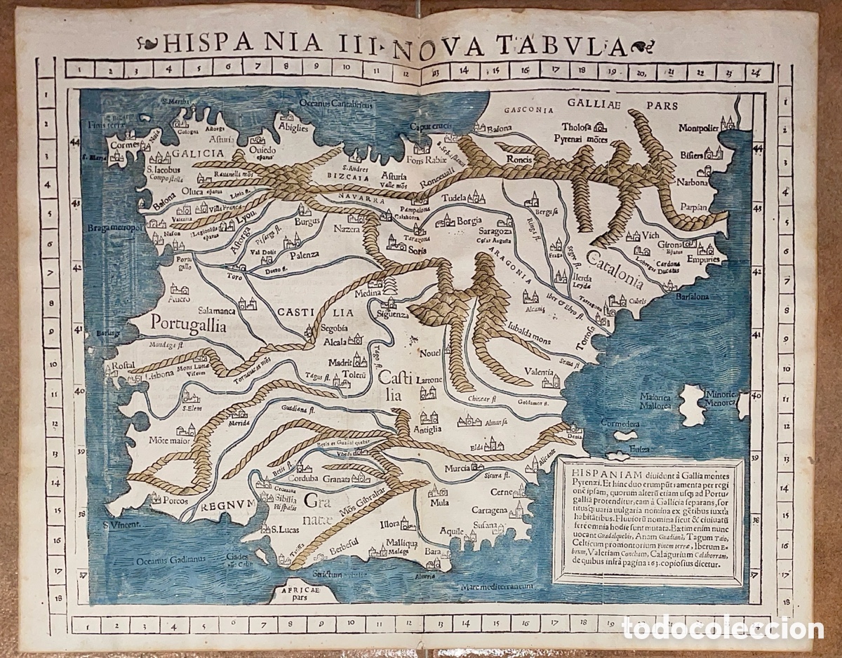 Arte: Mapa Hispania III Nova Tabula / Geographia Universalis / Sebastian M&uuml;nster / 1552