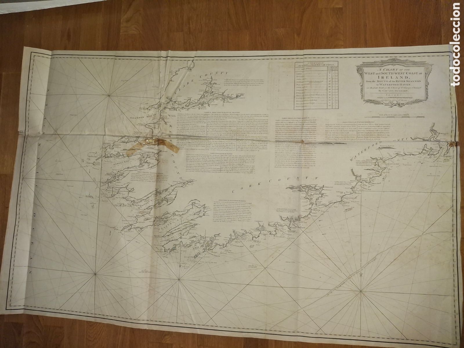 Arte: Carta Marina de la costa Oeste y Suroeste de Irlanda.Por Joseph Huddart.A&ntilde;o 1795.Londres.