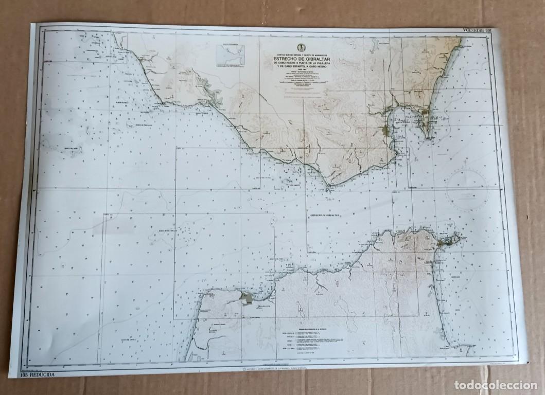 Arte: Carta n&aacute;utica ESTRECHO DE GIBRALTAR de cabo Roche apunta de Chullera y de cabo Espartel a cabo 1957