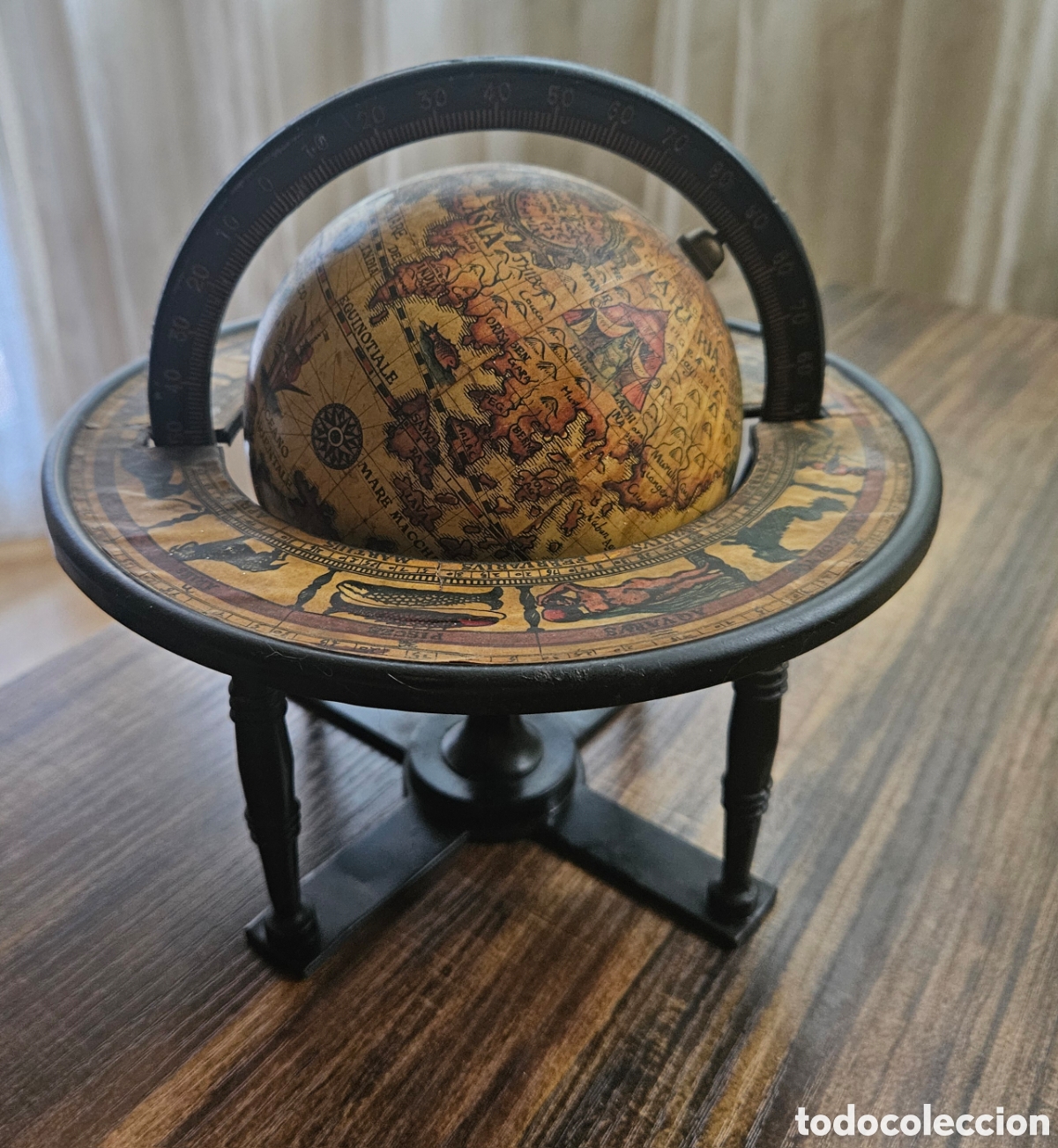 Arte: ​Esfera Armilar y Globo Terr&aacute;queo Vintage Estilo Cl&aacute;sico Coronelli con Zod&iacute;aco | Doble Giro (19 cm)