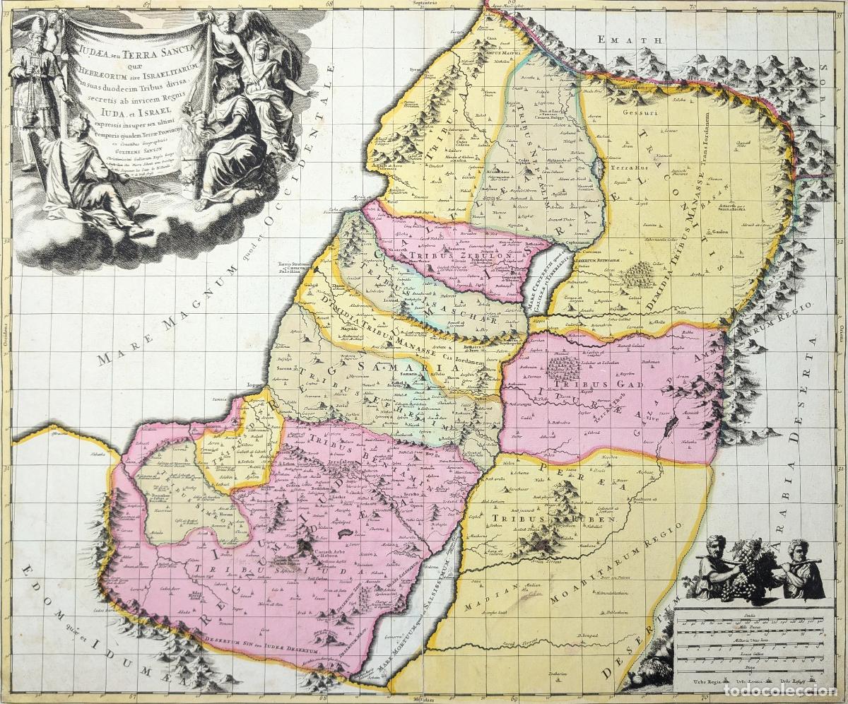 Kunst: Mapa de Judea o Tierra Santa: Jud&aelig;a seu Terra Sancta qu&aelig; Hebr&aelig;orum sive Israelitarum - Sanson d'Abbe