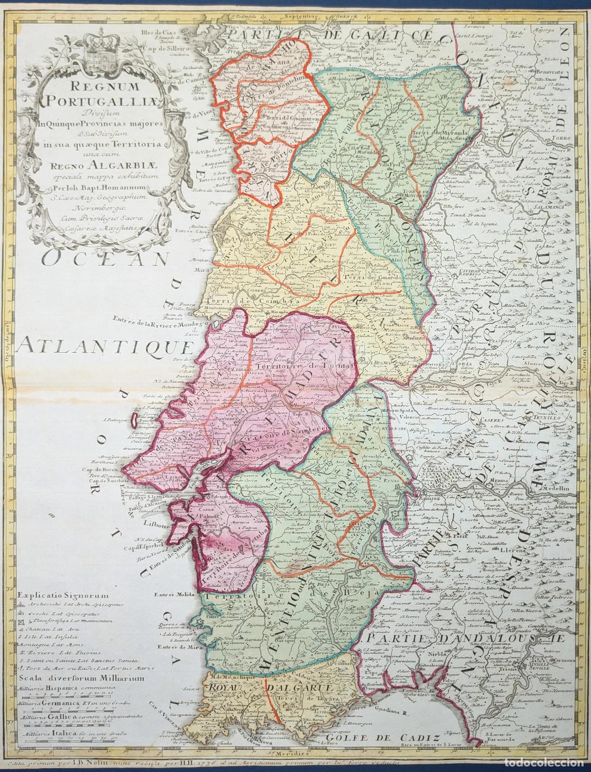 Kunst: Mapa de Portugal: Regnum Portugalliae divisum in Quinque Provincias majores - Homann