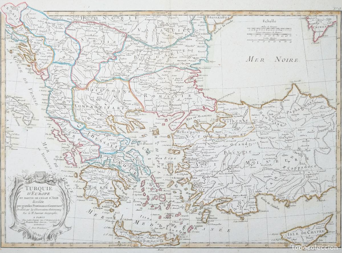 Kunst: Mapa de Turqu&iacute;a europea y asi&aacute;tica: Turquie d'Europe et partie de celle d'Asie - Janvier / Lattr&eacute;