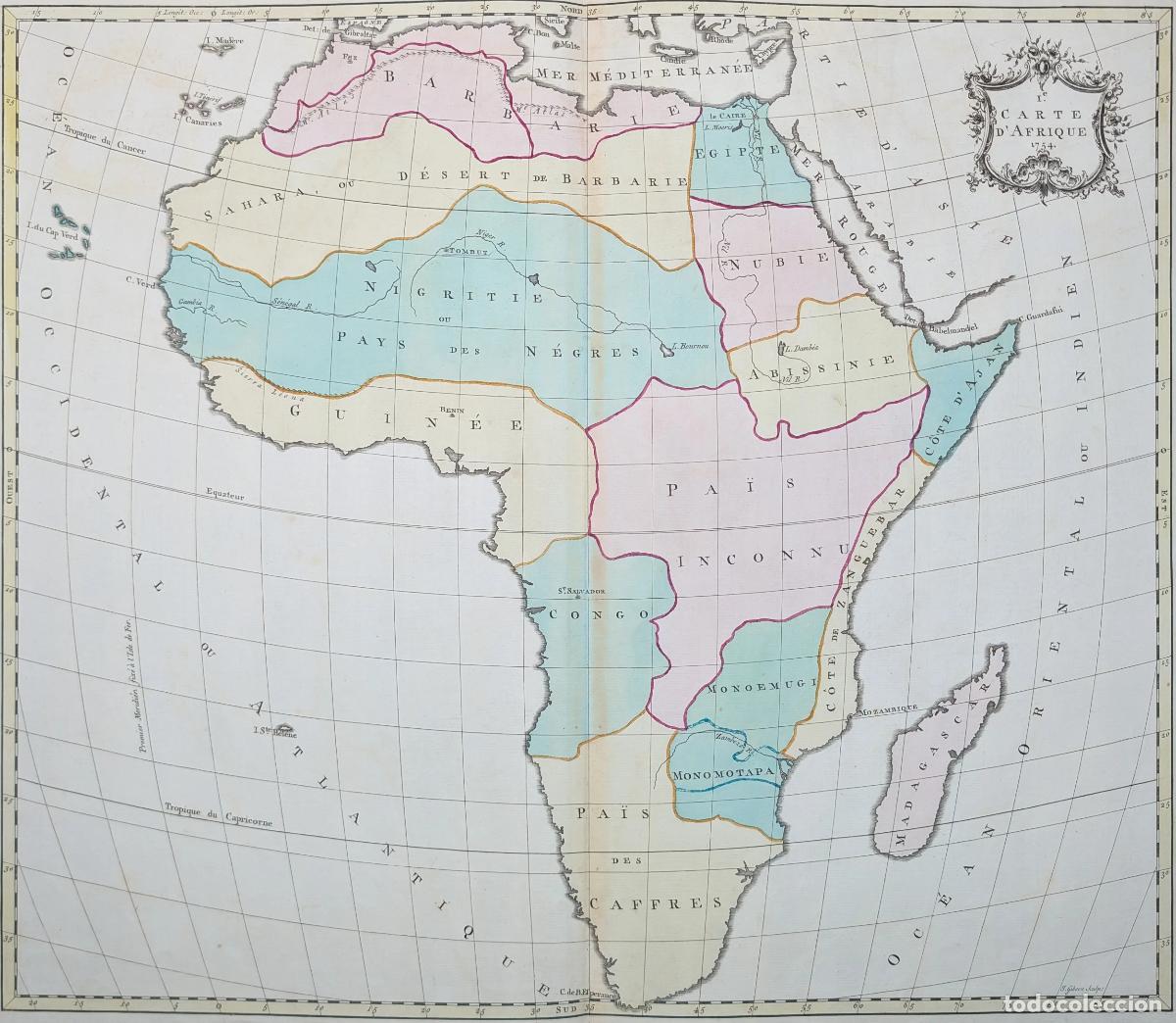 Kunst: Mapa de &Aacute;frica: I.e Carte d'Afrique 1754. - Palairet, Jean
