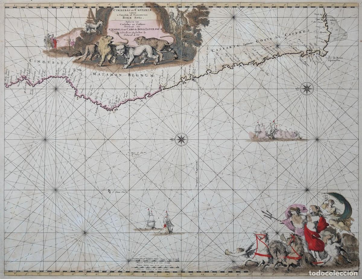 Kunst: Mapa de la costa de Angola y Sud&aacute;frica hasta el Cabo: Cimbebas et Caffariae Littora a Catenbela ad P