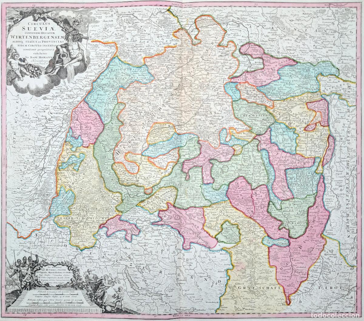 Kunst: Mapa del C&iacute;rculo de Suabia y Ducado de Wurtemberg: Circulus Sueviae continens Ducatum Wirtenbergense