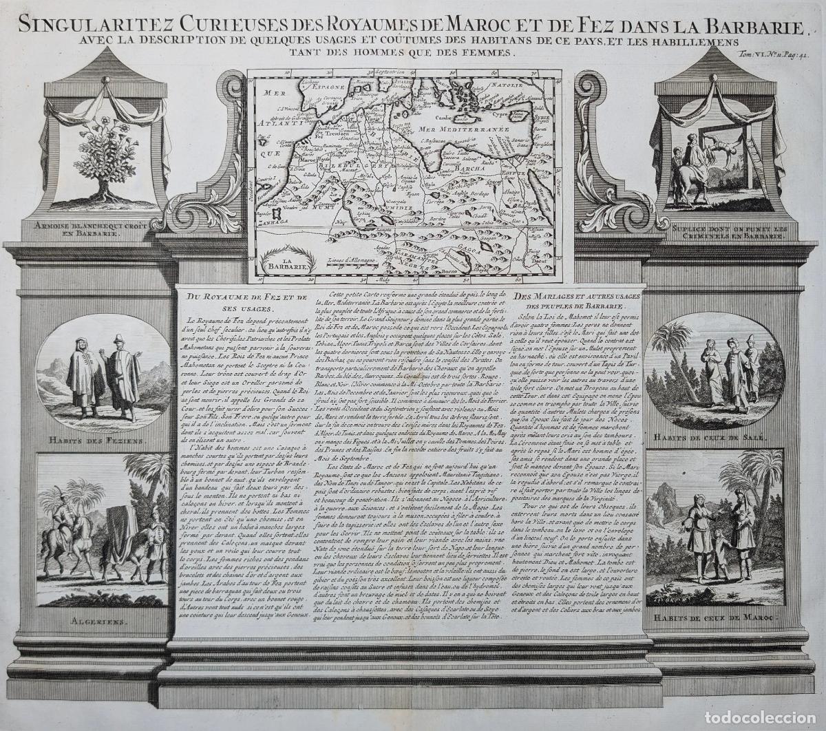 Art: Mapa de Marruecos, Fez y norte de &Aacute;frica: Singularitez Curieuses des Royaumes de Maroc et de Fez dan