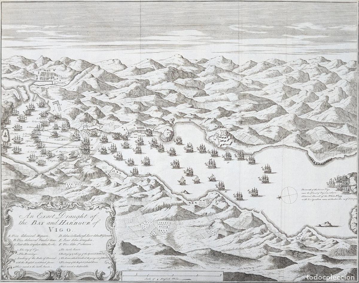 Art: Plano de Vigo, Galicia: An Exact Draught of the Bay and Harbour of Vigo - Dubosc, Claude