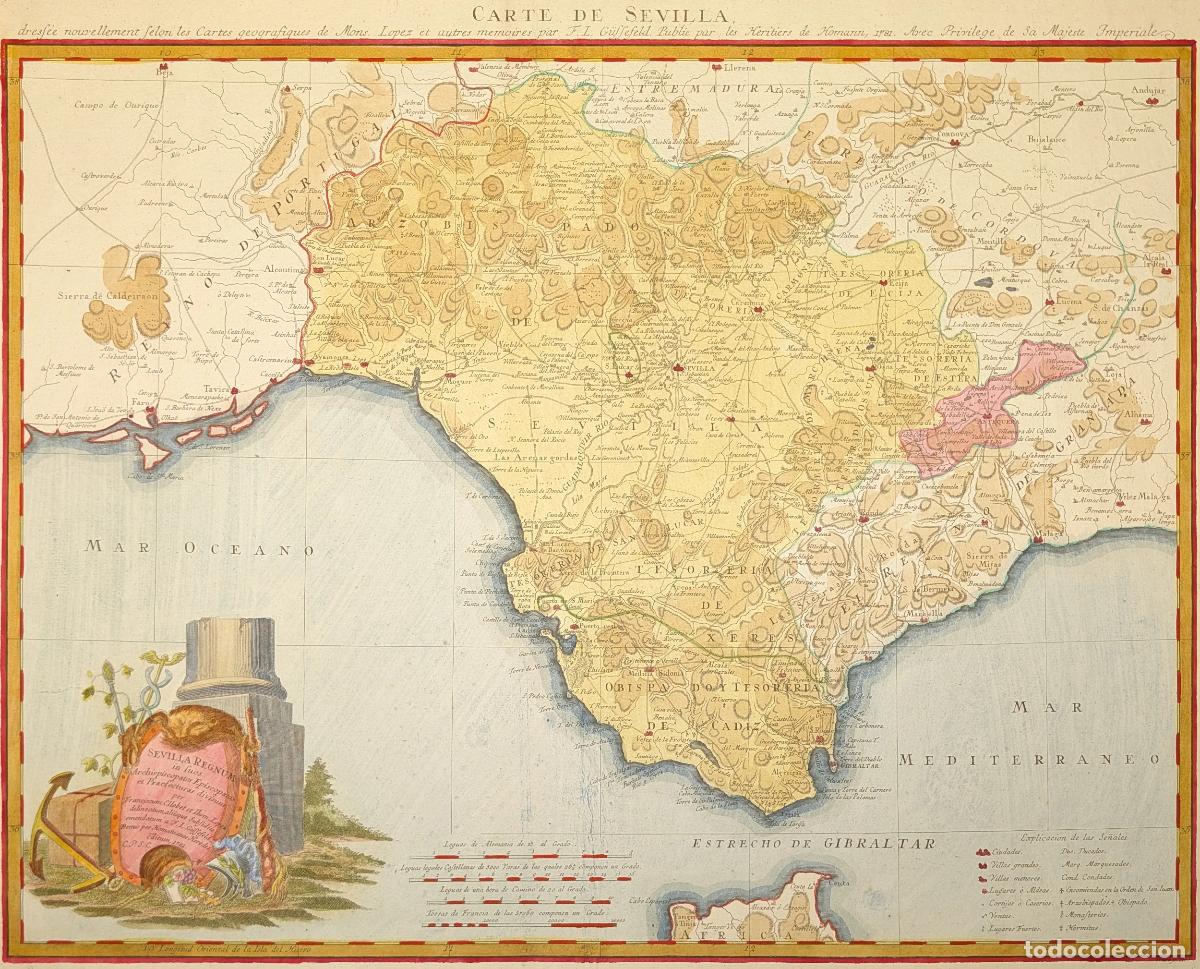 Art: Mapa del Arzobispado de Sevilla: Carte de Sevilla - L&oacute;pez, Thom&aacute;s / Homann