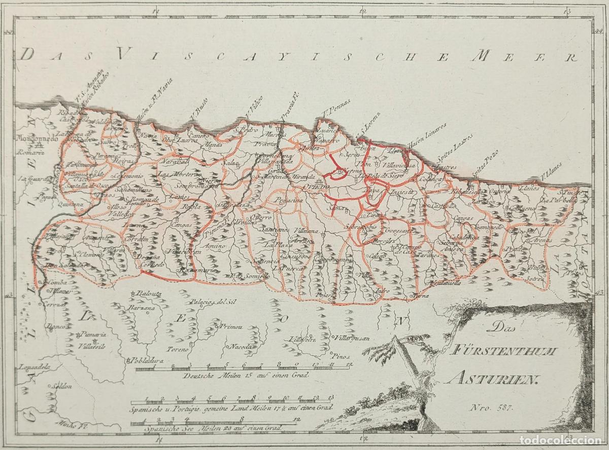 Arte: Mapa de Asturias: Das F&uuml;rstenthum Asturien - Reilly, Franz Johann Joseph von