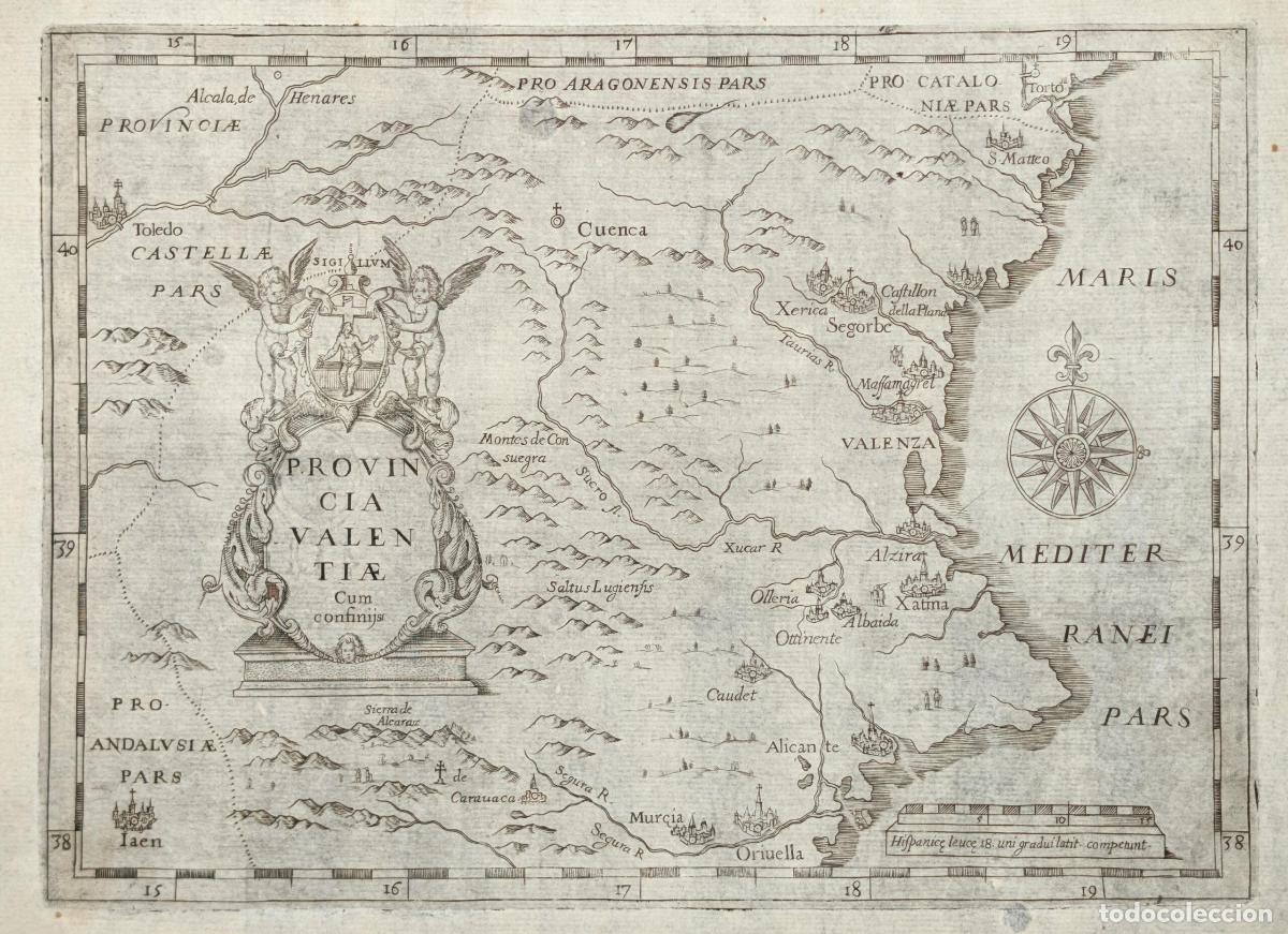 Arte: Mapa de Valencia y regiones lim&iacute;trofes: Provincia Valentiae cum confinijs - Moncalieri, Giovanni da